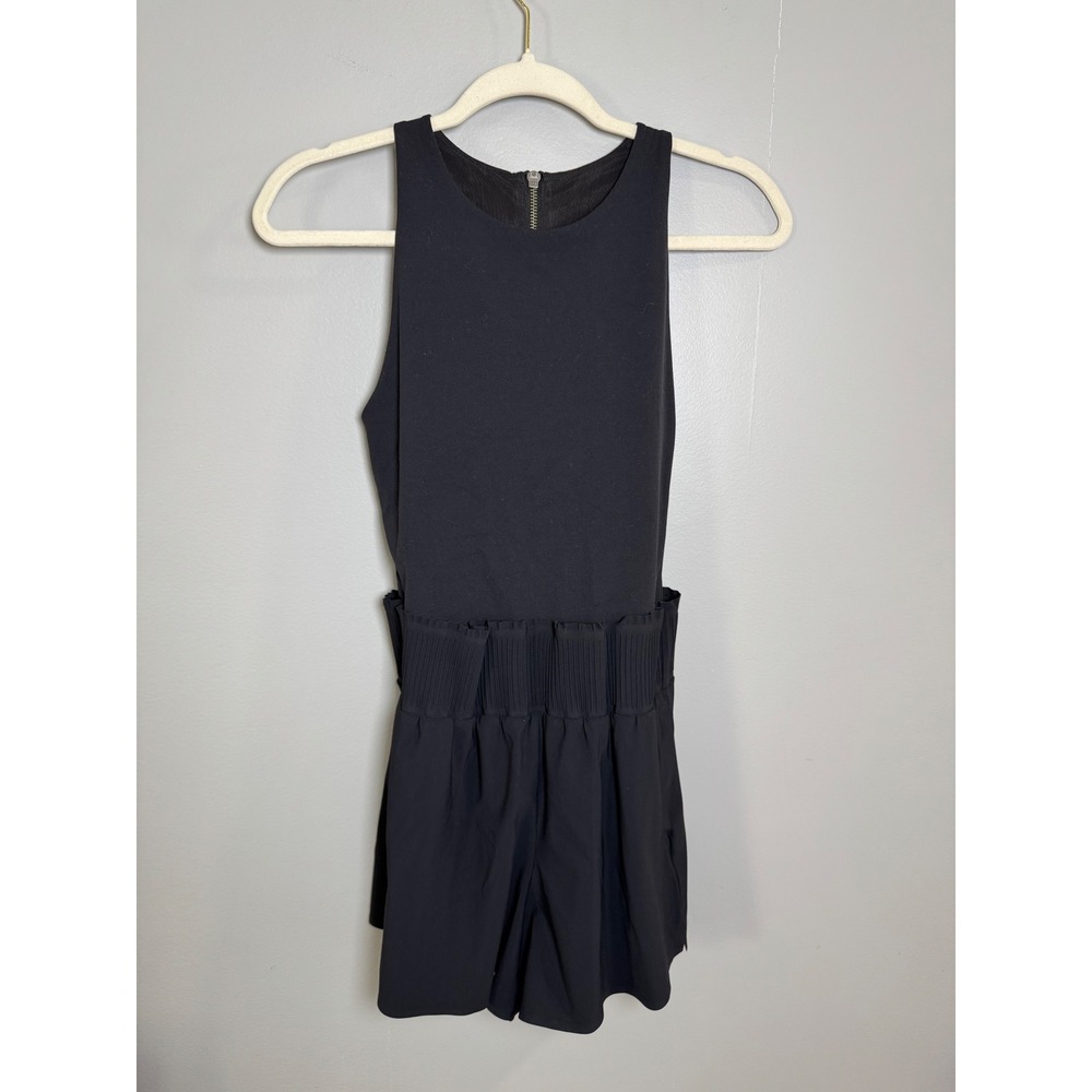 Athleta Cosmic Flutter Romper Black‎ Sleeveless Zipper Waist XS
